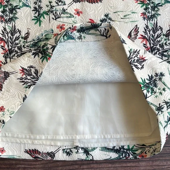 H&M | Jacquard weave bird print mini skirt in cream - Picture 7 of 10